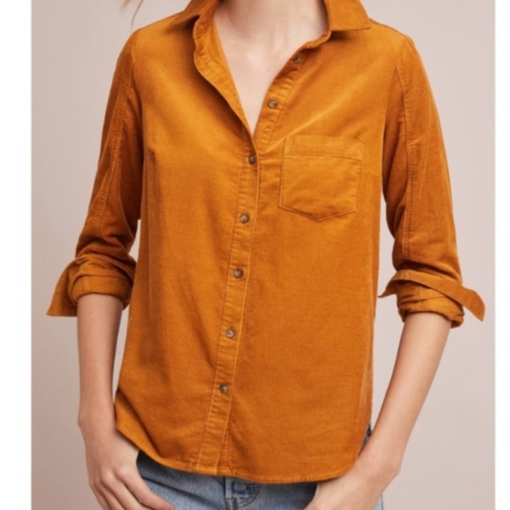 Corduroy button down blouse from Anthropologie